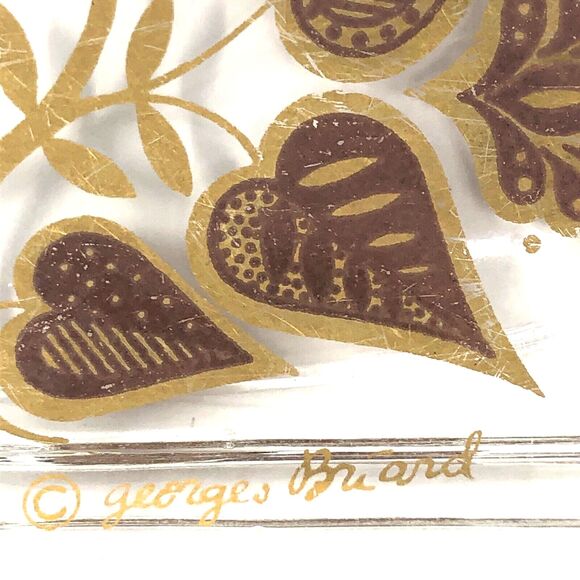 Vintage Georges Briard Candy Dish MCM Hand Painted Copper Brown & Gold Leaf - Picture 3 of 10